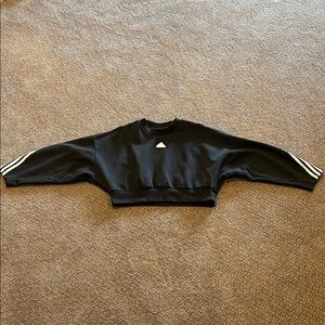 Adidas Cropped Black Sweatshirt with White Logo